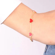 Bracciale in Argento 925 con cuori smaltati rossi
