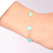 Bracciale in Argento 925 con cuori smaltati azzurri
