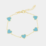 Bracciale in Argento 925 con cuori smaltati azzurri