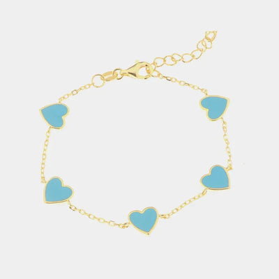 Bracciale in Argento 925 con cuori smaltati azzurri