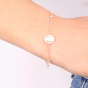 Bracciale in Argento 925 con pietra centrale in madre perla e zirconi bianchi