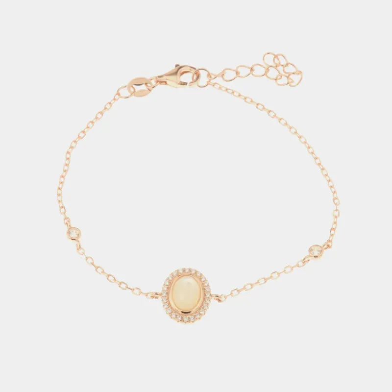 Bracciale in Argento 925 con pietra centrale in madre perla e zirconi bianchi