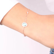 Bracciale in Argento 925 con pietra centrale in pasta turchese e zirconi bianchi