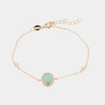 Bracciale in Argento 925 con pietra centrale in pasta turchese e zirconi bianchi