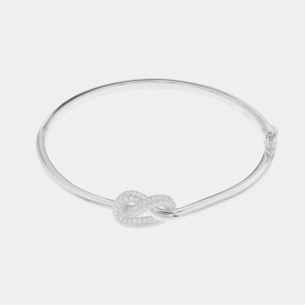 Bracciale in Argento 925 placcato rodio con nodo centrale impreziosito da zirconi bianchi
