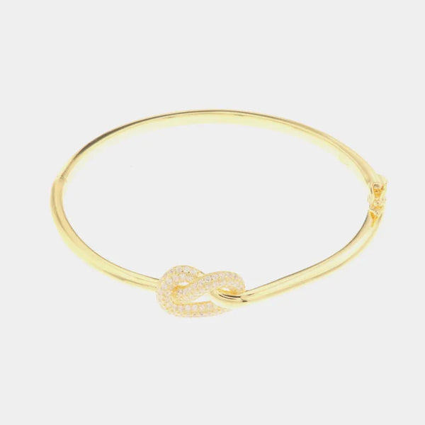 Bracciale in Argento 925 placcato oro con nodo centrale impreziosito da zirconi bianchi
