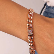 Bracciale in Argento 925 catene con maglie e chiusura impreziosite da zirconi multicolor