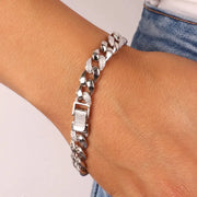 Bracciale in Argento 925 catene con maglie e chiusura impreziosite da zirconi bianchi