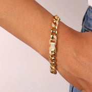 Bracciale in Argento 925 catene con maglie e chiusura impreziosite da zirconi bianchi