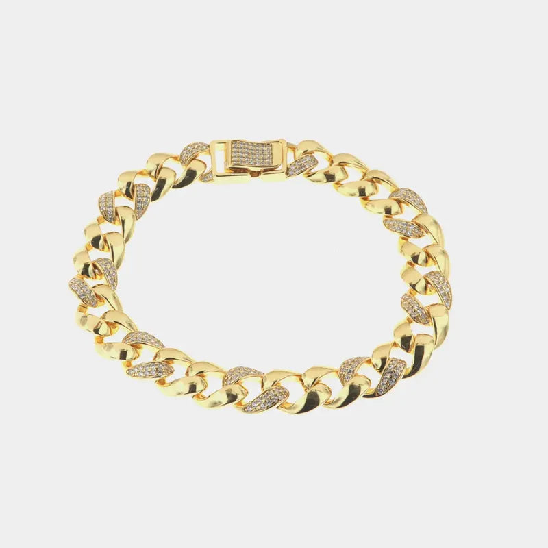 Bracciale in Argento 925 catene con maglie e chiusura impreziosite da zirconi bianchi