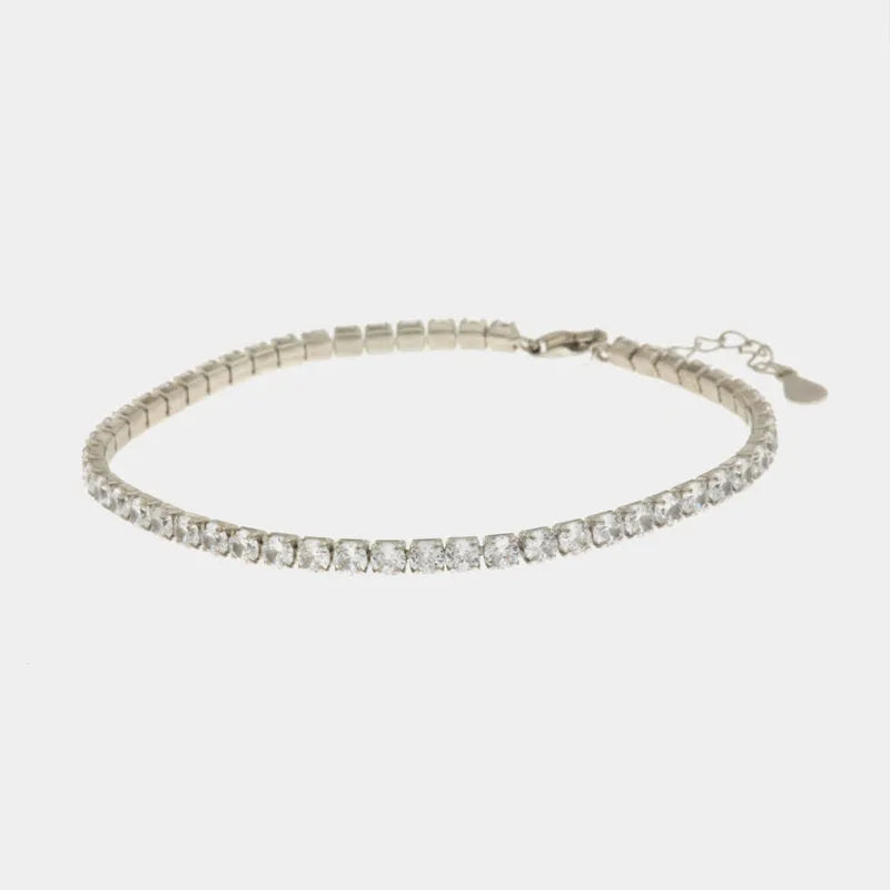 Bracciale in Argento 925 tennis impreziosito da zirconi quadrati bianchi BYSIMON - gioiello BySimon
