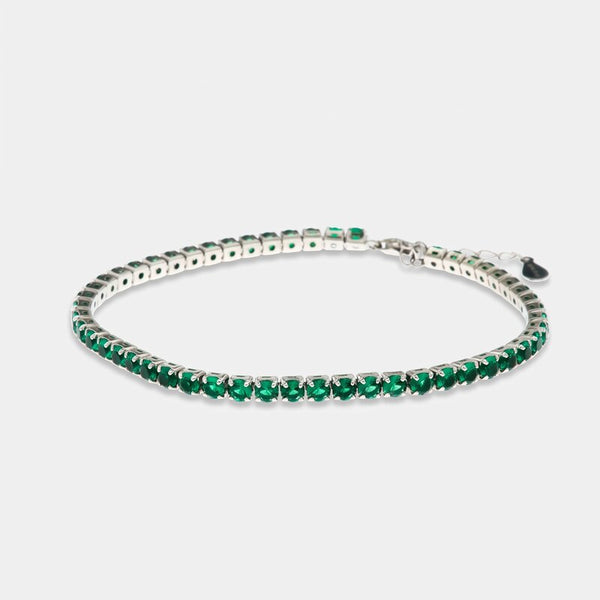 Bracciale in Argento 925 tennis impreziosito da zirconi verdi - BYSIMON gioielli