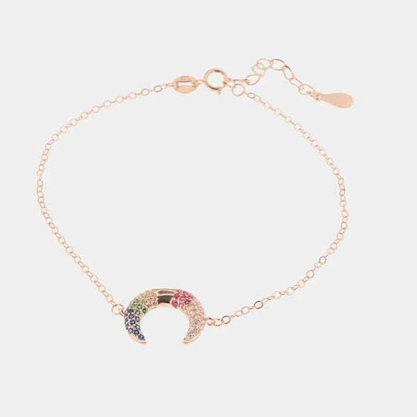 Bracciale in Argento 925 con dettaglio a forma di luna impreziosito da zirconi multicolor