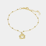 Bracciale in Argento 925 con pendente a forma di casa con cuoreplaccato oro giallo - BYSIMON gioielli
