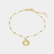 Bracciale in Argento 925 con pendente a forma di casa con cuoreplaccato oro giallo