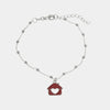 Bracciale in Argento 925 con pendente a forma di casa con cuore con smalto rosso