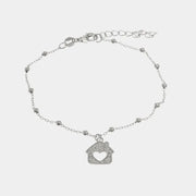 Bracciale in Argento 925 con ciondolo pendente a forma di casa impreziositi da zirconi bianchi