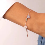 Bracciale in Argento 925 con fiori e foglie impreziositi da zirconi multicolor