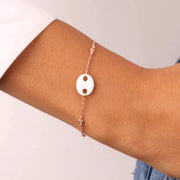 Bracciale in Argento 925 maglia a catena con dettaglio in cristalli e maglia marina smaltata bianca