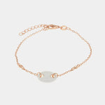 Bracciale in Argento 925 maglia a catena con dettaglio in cristalli e maglia marina smaltata bianca