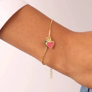 Bracciale in Argento 925 con cuori pendenti e smalto rosso