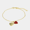 Bracciale in Argento 925 con cuori pendenti e smalto rosso