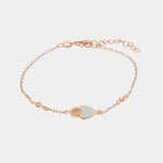 Bracciale in Argento 925 maglia in catena con dettagli in cristalli bianchi e ex voto con smalto bianco