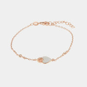 Bracciale in Argento 925 maglia in catena con dettagli in cristalli bianchi e ex voto con smalto bianco