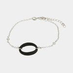 Bracciale in Argento 925 con dettaglio centrale smaltato nero e zirconi bianchi