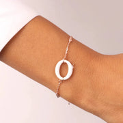 Bracciale in Argento 925 con dettaglio centrale smaltato bianco e zirconi bianchi
