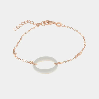 Bracciale in Argento 925 con dettaglio centrale smaltato bianco e zirconi bianchi
