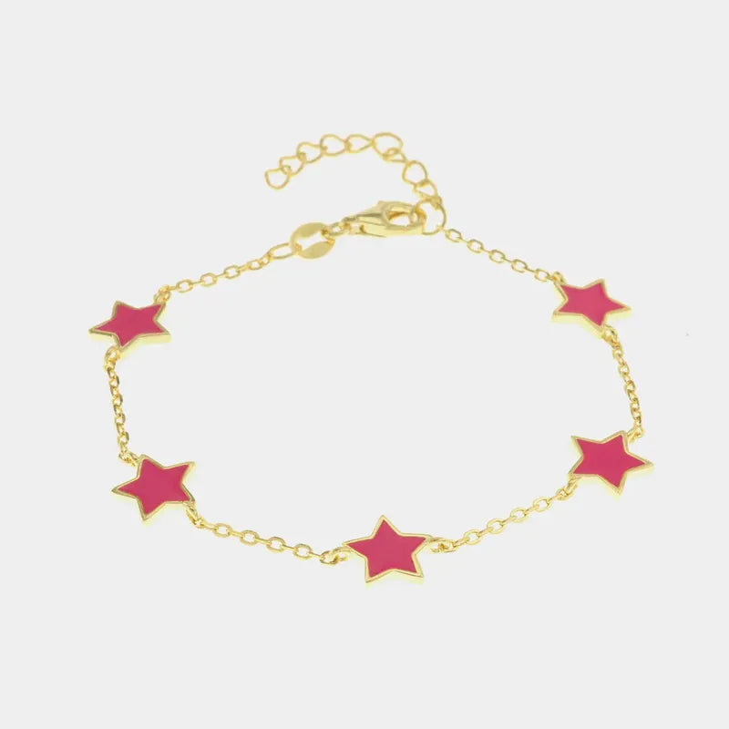 Bracciale in Argento 925 con stelle impreziosite da smalti colorati