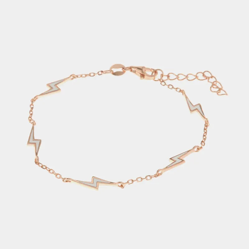 Bracciale in Argento 925 con fulmini impreziositi da smalto bianco