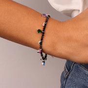 Bracciale in Argento 925 con pietre naturali e zirconi multicolor pendenti