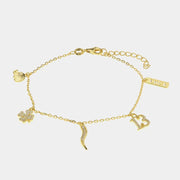 Bracciale in Argento 925 con ciondoli portafortuna in zirconi bianchi