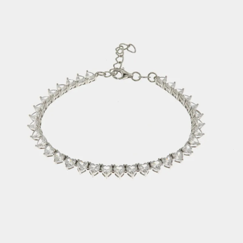 Bracciale in Argento 925 con cuori in zirconi bianchi