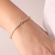Bracciale in Argento 925 tennis con cuori in zirconi bianchi e rosa