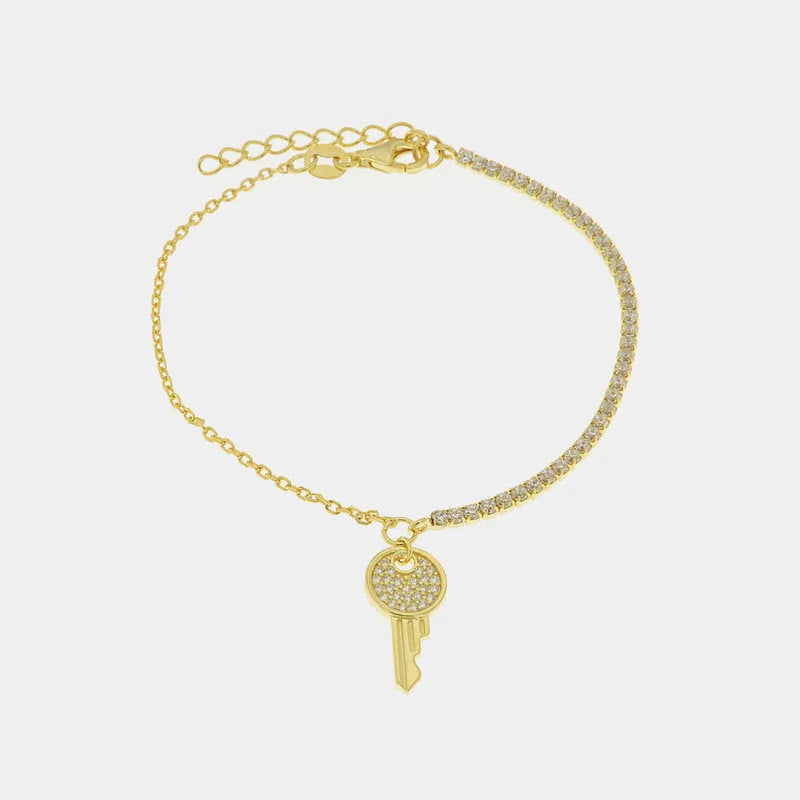 Bracciale in Argento 925 con chiave impreziosita da zirconi bianchi