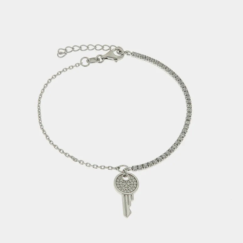 Bracciale in Argento 925 con chiave impreziosita da zirconi bianchi