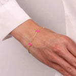Bracciale in Argento 925 a forma di smile di colore fucsia
