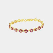 Bracciale in Argento 925 con zirconi rossi e bianchi a forma di fiore