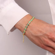 Bracciale in Argento 925 con zirconi verdi e bianchi a forma di fiore