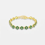 Bracciale in Argento 925 con zirconi verdi e bianchi a forma di fiore - BYSIMON gioielli