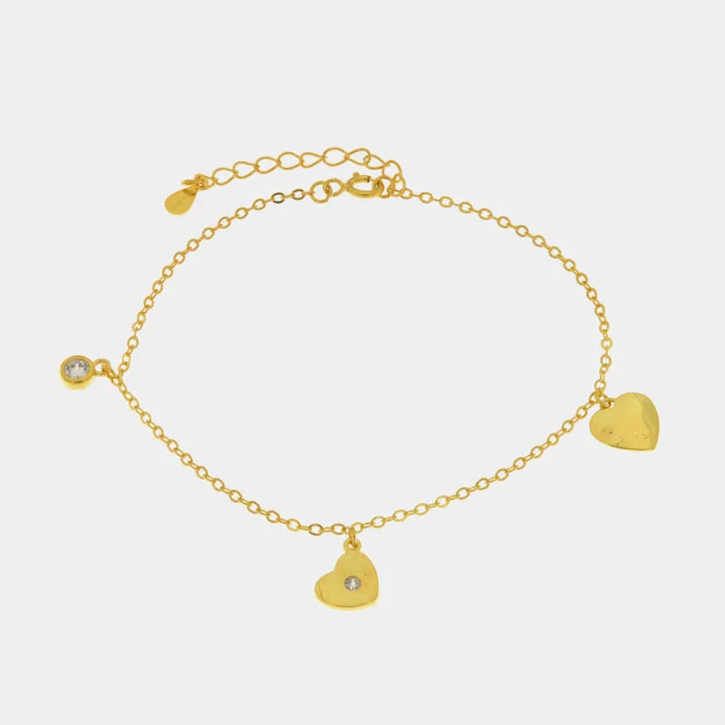 Bracciale in Argento 925 con cuori e punto luce pendenti