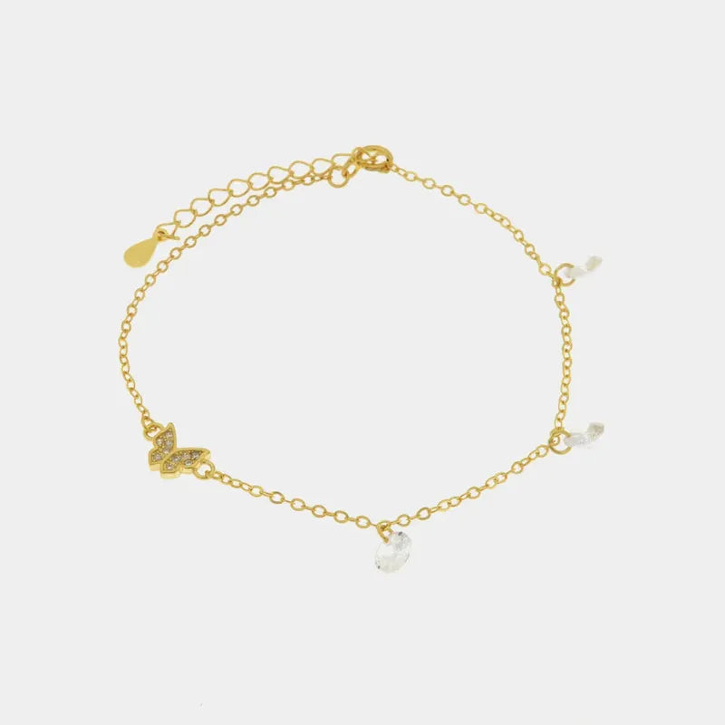 Bracciale in Argento 925 con farfalla e punti luce pendenti