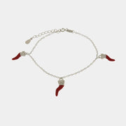 Bracciale in Argento 925 con corni rossi e zirconi bianchi