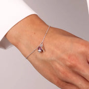 Bracciale in Argento 925 campanella portafortuna impreziosito da zirconi rossi e quadrifoglio