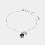 Bracciale in Argento 925 campanella portafortuna impreziosito da zirconi rossi e quadrifoglio