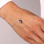 Bracciale in Argento 925 campanella portafortuna impreziosito da zirconi blu e quadrifoglio