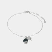 Bracciale in Argento 925 campanella portafortuna impreziosito da zirconi blu e quadrifoglio